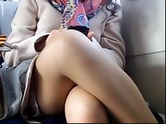 Upskirt on train hidden cam voyeur 5